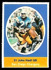 John Hadl 1972 Sunoco Stamps football card