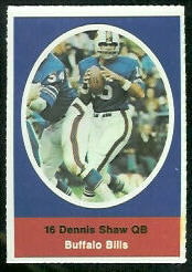 Dennis Shaw 1972 Sunoco Stamps football card