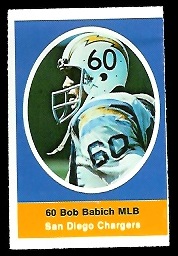 Bob Babich 1972 Sunoco Stamps football card