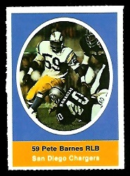 Pete Barnes 1972 Sunoco Stamps football card