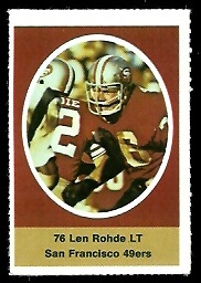 Len Rohde 1972 Sunoco Stamps football card