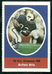 O.J. Simpson 1972 Sunoco Stamps football card