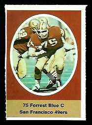 Forrest Blue 1972 Sunoco Stamps football card