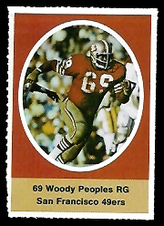 Woody Peoples 1972 Sunoco Stamps football card