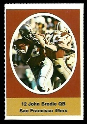 John Brodie 1972 Sunoco Stamps football card