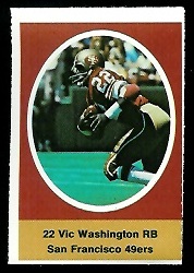 Vic Washington 1972 Sunoco Stamps football card