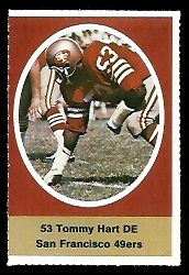 Tommy Hart 1972 Sunoco Stamps football card