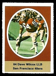 Dave Wilcox 1972 Sunoco Stamps football card