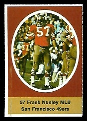 Frank Nunley 1972 Sunoco Stamps football card