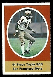 Bruce Taylor 1972 Sunoco Stamps football card