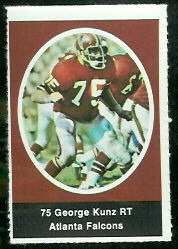 George Kunz 1972 Sunoco Stamps football card