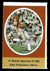 Steve Spurrier 1972 Sunoco Stamps football card