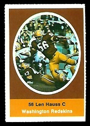 Len Hauss 1972 Sunoco Stamps football card