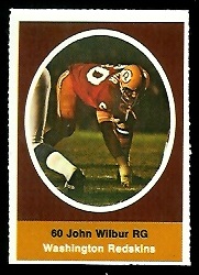 John Wilbur 1972 Sunoco Stamps football card