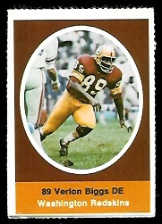 Verlon Biggs 1972 Sunoco Stamps football card