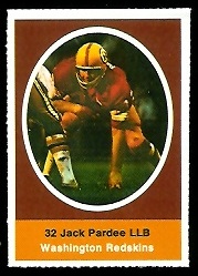 Jack Pardee 1972 Sunoco Stamps football card