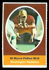 Myron Pottios 1972 Sunoco Stamps football card