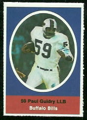 Paul Guidry 1972 Sunoco Stamps football card