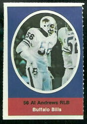 Al Andrews 1972 Sunoco Stamps football card