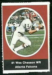 Wes Chesson 1972 Sunoco Stamps football card Wes Chesson 1972 Sunoco Stamps football card