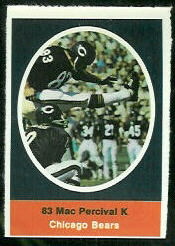 Mac Percival 1972 Sunoco Stamps football card