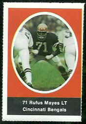 Rufus Mayes 1972 Sunoco Stamps football card