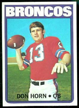 Don Horn 1972 Topps football card