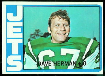 Dave Herman 1972 Topps football card