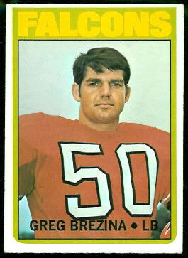 Greg Brezina 1972 Topps football card