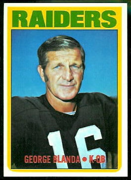 George Blanda 1972 Topps football card