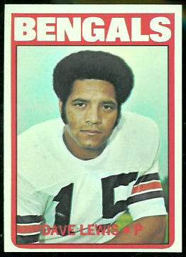 Dave Lewis 1972 Topps football card