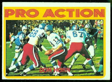 Don Horn Pro Action 1972 Topps football card