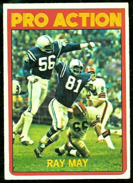 Ray May Pro Action 1972 Topps football card