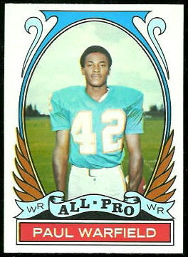 Paul Warfield All-Pro 1972 Topps football card Paul Warfield All-Pro 1972 Topps football card