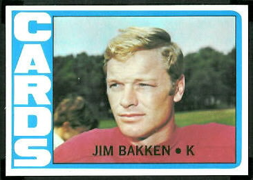 Jim Bakken 1972 Topps football card