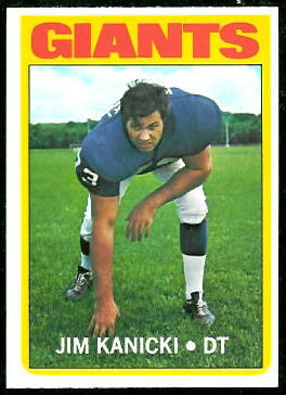 Jim Kanicki 1972 Topps football card