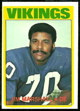 Jim Marshall 1972 Topps football card