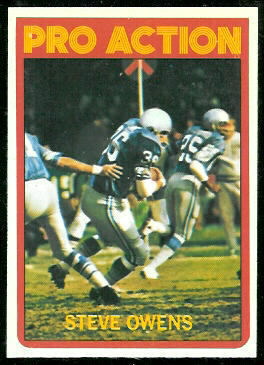 Steve Owens In Action 1972 Topps football card Steve Owens In Action 1972 Topps football card
