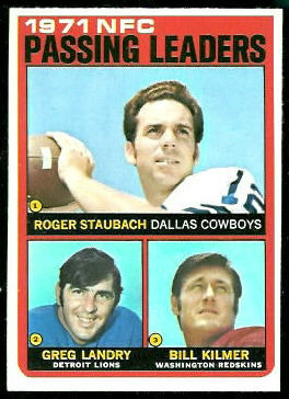 1971 NFC Passing Leaders 1972 Topps football card