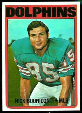 Nick Buoniconti 1972 Topps football card