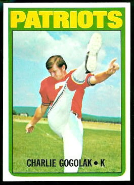 Charlie Gogolak 1972 Topps football card
