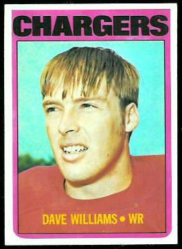 Dave Williams 1972 Topps football card