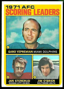 1971 AFC Scoring Leaders 1972 Topps football card