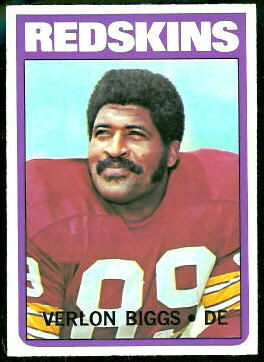 Verlon Biggs 1972 Topps football card