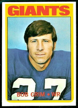 Bob Grim 1972 Topps football card