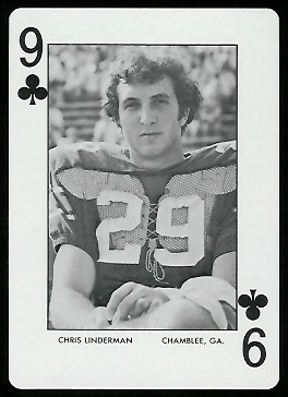 Chris Linderman 1973 Auburn Playing Cards football card Chris Linderman 1973 Auburn Playing Cards football card