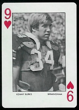 Kenny Burks 1973 Auburn Playing Cards football card