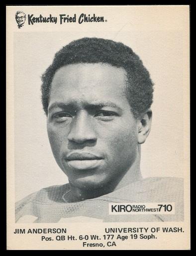 Jim Anderson 1973 KFC Washington football card