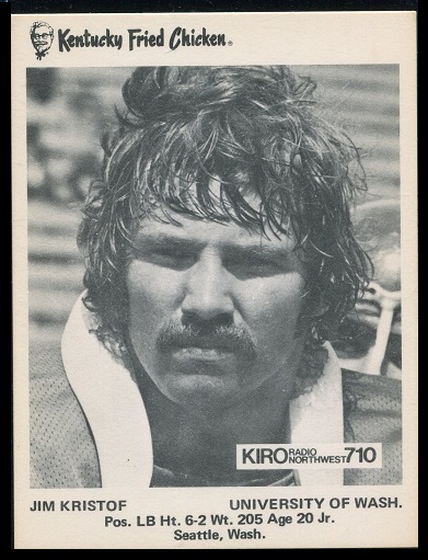 Jim Kristof 1973 KFC Washington football card