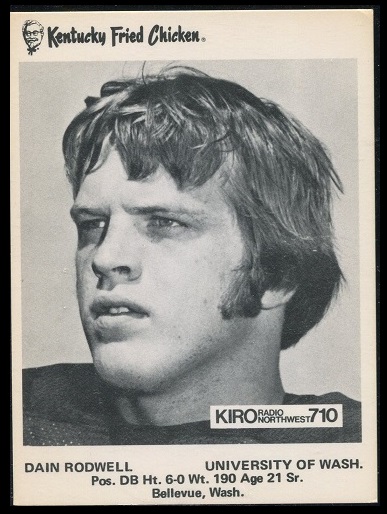 Dain Rodwell 1973 KFC Washington football card